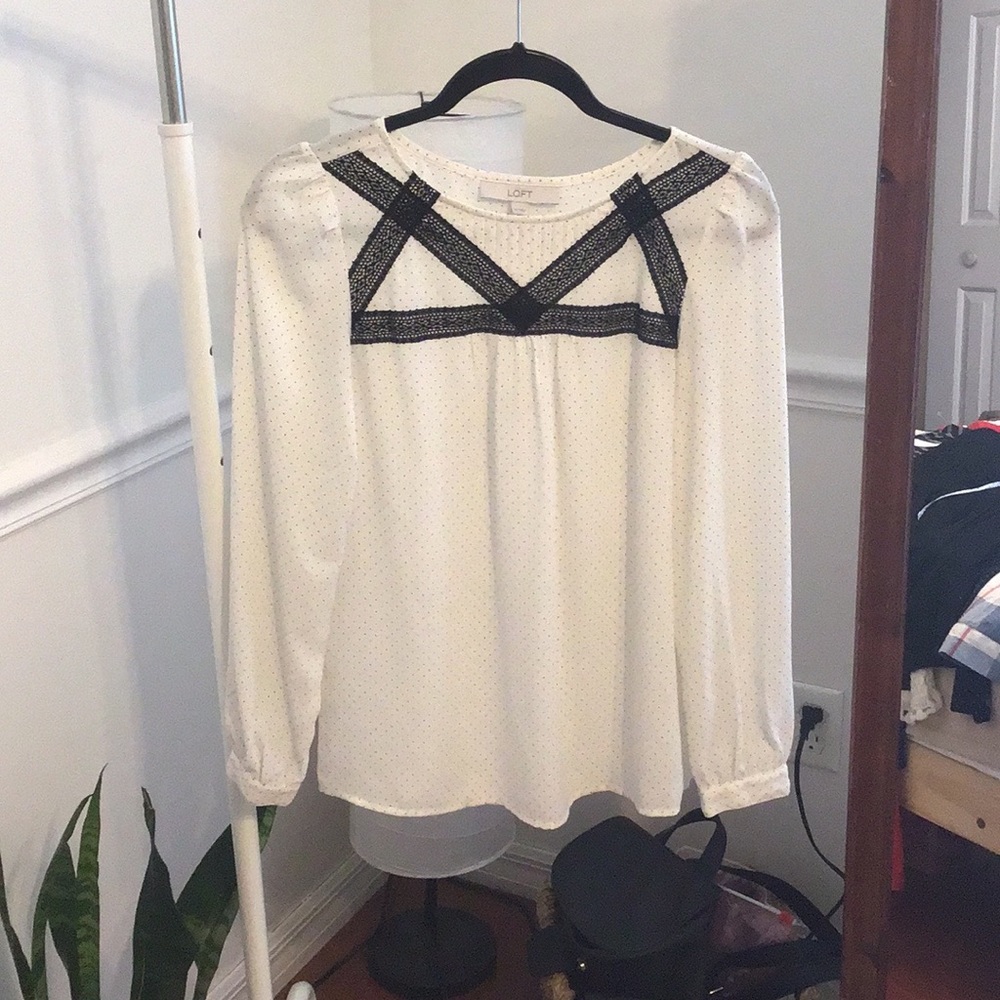 LOFT POKA DOT BLOUSE